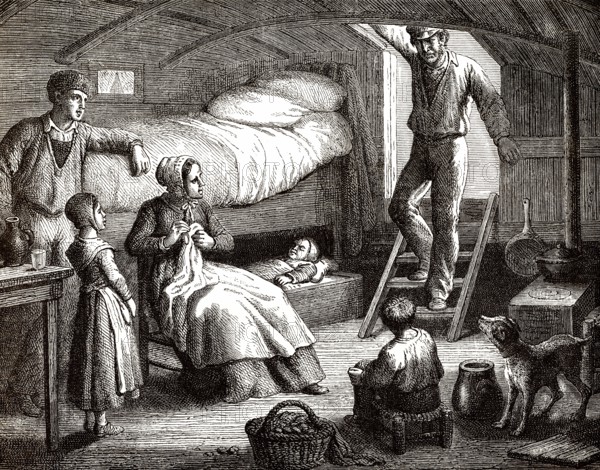 Kabine eines Binnenschiffs, 19. Jahrhundert