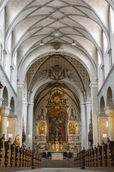 Interior view of Constance Cathedral with various architectural styles in the historic old town of Constance, Konstanz district, Baden-Württemberg, Germany