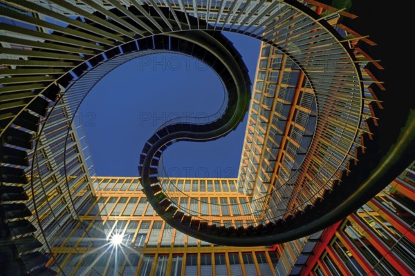 German Transport Museum, Endless Staircase, building, architecture, colorful, Munich, futuristic, Germany, Europe, Federal Republic of Germany