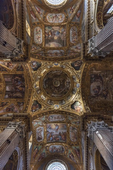 Vault with dome of the Basilica della Santissima Annunziata del Vastato, Piazza della Nunziata, 4, Genoa. Italy