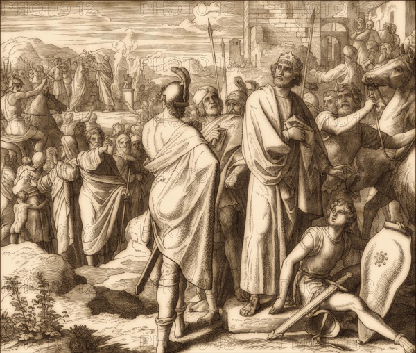 Rehoboam and Jeroboam I, Old Testament, by Julius Schnorr von Carolsfeld