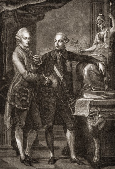 Leopold II, 1747-1792, with his brother Joseph II, 1741-1790, Holy Roman Emperors