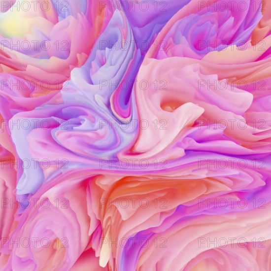 Dynamic illustration featuring pastel color bursts with swirling patterns. The lively composition showcases vibrant pinks, purples, and oranges in a captivating design