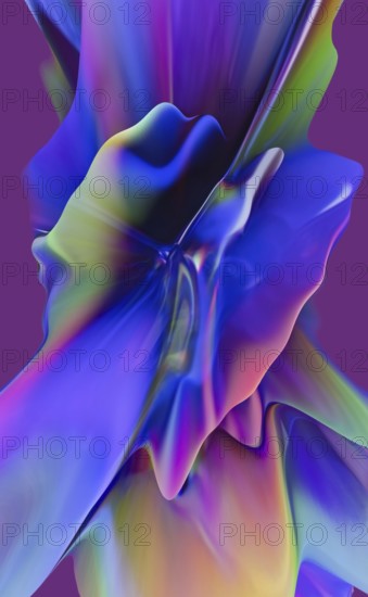 A visually striking 3D extrusion design displaying vibrant, holographic colors that blend seamlessly into smooth peaks and valleys