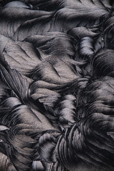 Magnified image showcasing the intricate details of salicylic acid microcrystals, depicted in a striking black and white contrast