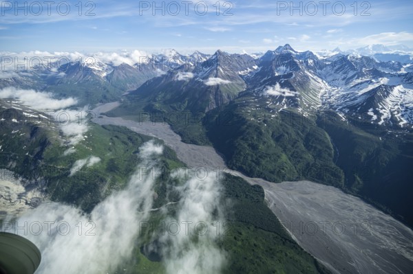 Aerial view, Alaska Range, Denali National Park, Alaska, USA