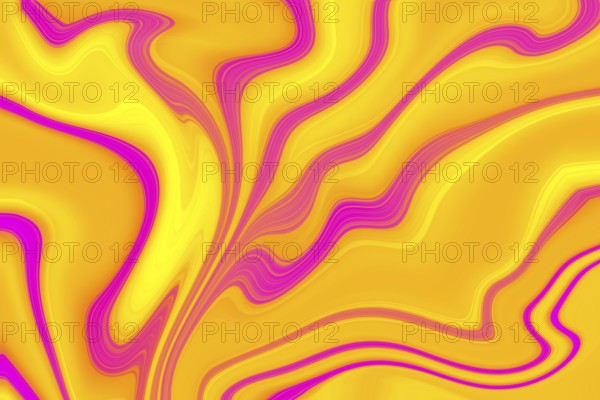 A dynamic abstract image with vibrant pink and yellow swirls creating fluid patterns. Perfect for backgrounds, design projects, or adding a splash of color