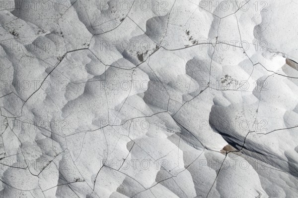 Aerial view of the pumice field in Catamarca, Argentina, featuring dramatic landscapes. Weathered volcanic formations create a stunning, textured terrain