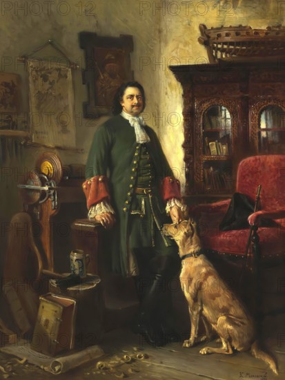 Peter the Great in His Studio, Peter I or Pyotr Alexeyevich Romanov, 1672-1725, Emperor of the Russian Empire, painting by Konstantin Makovsky, digitally optimized