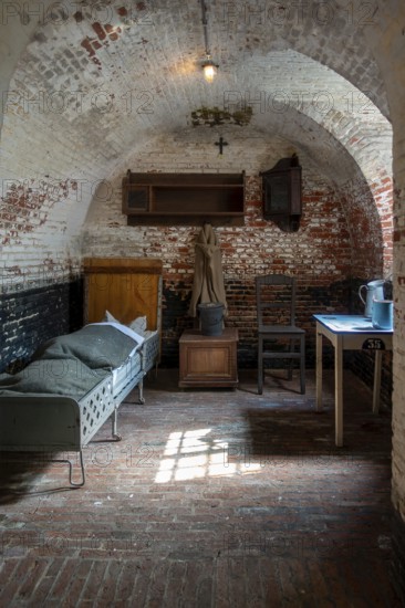 Interior of old jail cell at the prison museum at Merksplas near Hoogstraten, province of Antwerp, Flanders, Belgium