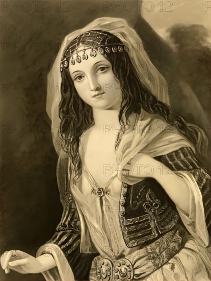 Haidée, female figure from the poem Don Juan by George Gordon Noel Byron, digital edited