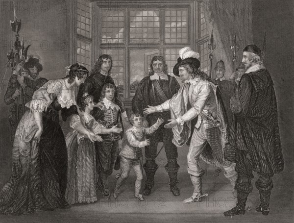 The captive King Charles I is permitted a visit from his family in the Presence of Oliver Cromwell, 1649