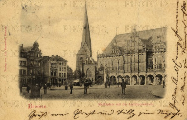 Historical postcard around 1900, Bremen, Germany, reproduction of a postcard, historical