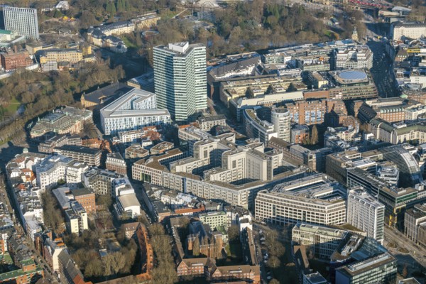 Hamburg, Neustadt, Gängeviertel, Kaiser-Wilhelm-Straße, Axel-Springer-Platz, office, palace, architecture, block, Unilever, Emporio, monument protection, high-rise building, aerial view, Germany