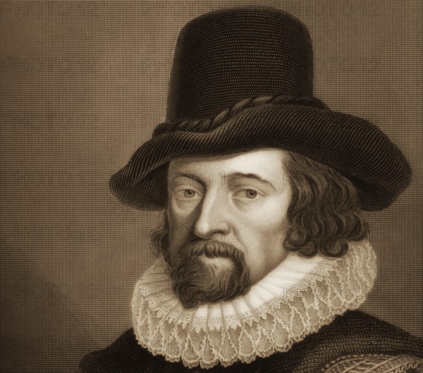 Portrait of Sir Francis Bacon, Baron Baco of Verulam, 1561 - 1626, English lawyer, statesman, essayist, historian, intellectual reformer, philosopher and scientist, digitally edited