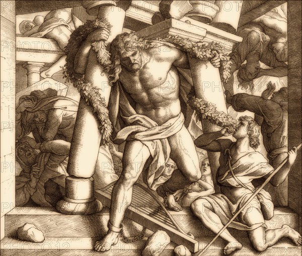 Death of Samson, Old Testament, by Julius Schnorr von Carolsfeld