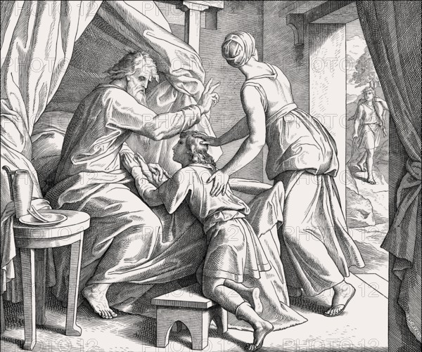 Isaac Blesses Jacob, Old Testament, by Julius Schnorr von Carolsfeld, 1860