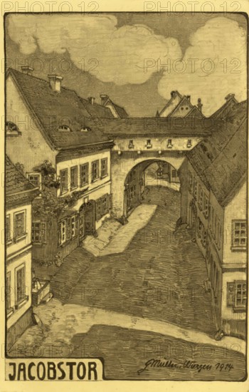 Historical postcard, picture postcard, Jacobstor, Wurzen, Saxony, Germany, digitally enhanced reproduction of an original from around 1900, picture postcard