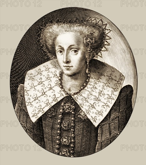 Anne of Denmark, 1574 - 1619, wife of James VI and I, James Charles Stuart, 1566 – 1625, King of England, digitally edited