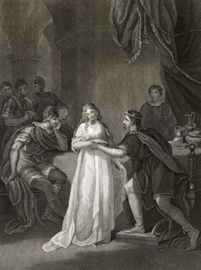 Vortigern, König der Briten, und seine Frau Rowena, Tochter des angelsächsischen Häuptlings Hengist, britische Legende, 5.