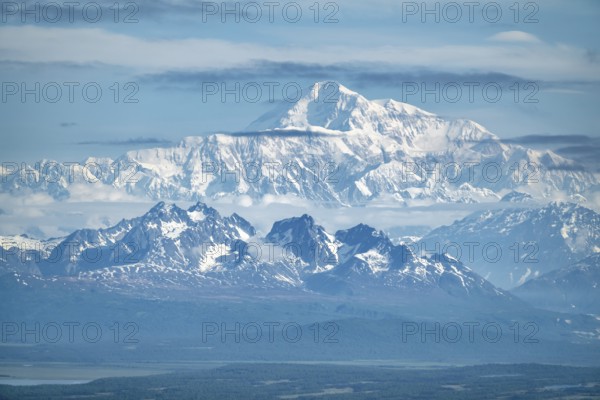 Aerial view, Mt Denali, Alaska Range, Denali National Park, Alaska, USA