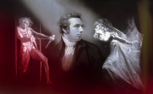 Henry Fuseli or Johann Heinrich Füssli, 1741 – 1825, Swiss painter, draughtsman and writer, digitally edited after Northcote, 1778, Lady Macbeth Seizing the Daggers, scene from The Tragedy of Macbeth by William Shakespeare