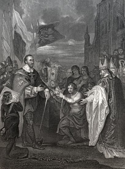 Wilhelm I., Wilhelm der Eroberer, ca. 1028-1087, erhält am 25. Dezember 1066 in der Westminster Abbey die Krone von England