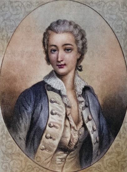 Marie Jeanne, comtesse du Barry (born 19 August 1743 in Vaucouleurs, Lorraine, died 8 December 1793 in Paris, born Marie Jeanne Becu) was a mistress of the French King Louis XV, Historical, digitally restored reproduction from a 19th century original, Record date not stated