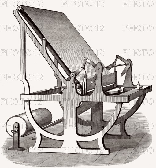 Eine Perrotine, eine Klischeemaschine, Textildruck, 19. Jahrhundert