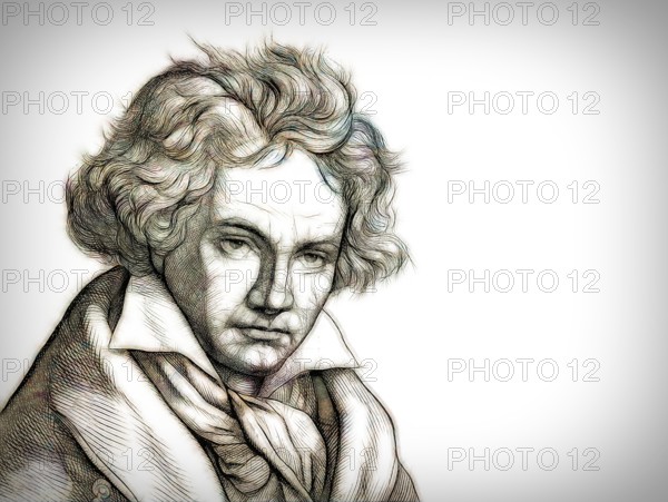 Ludwig van Beethoven, 1770 -1827, German composer, digitally altered