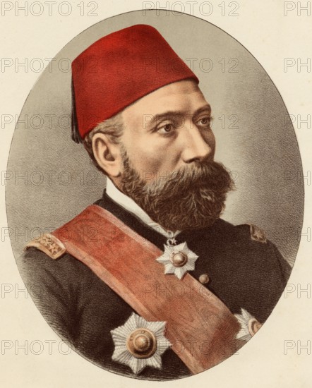 Osman Nuri Pasha or Pasa, 1832-1900, also known as Ghazi Osman Pasha. Ottoman Pasa and Field Marshal, Historical, digitally restored reproduction from a 19th century original, Record date not stated