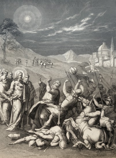 The arrest of Jesus Christ, Garden of Gethsemane, New Testament, steel engraving 1853, digitally restored