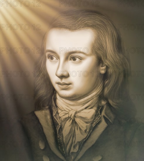 Portrait of Georg Philipp Friedrich Freiherr von Hardenberg, pseudonym and pen name Novalis, 1772 - 1801, German poet of Early German Romanticism, digitally edited