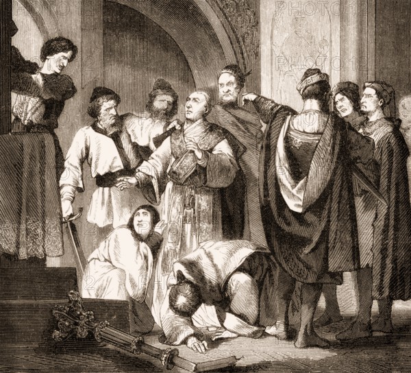 Quintius or Gencius attacking Pope Gregory VII, Rome, 1074