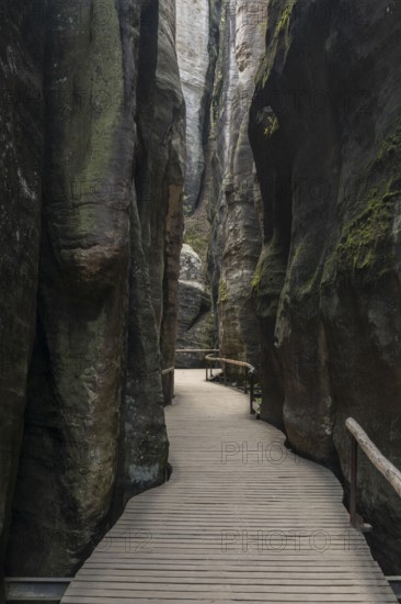 Path through the rocks at Adršpach-Teplice Rocks on a sunny day in autumn, Dolní Adršpach, 549 57 Adersbach, CZ