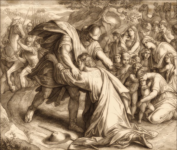 Jacob and Esau Reunited, Old Testament, by Julius Schnorr von Carolsfeld, 1860