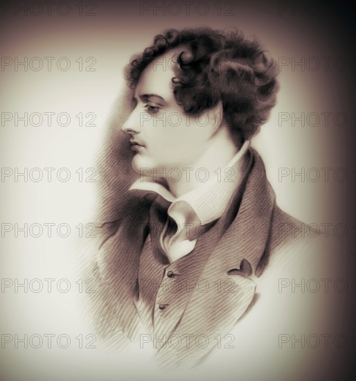 George Gordon Noel Byron, 6th Baron Byron of Rochdale, 1788, 1824, British poet, digital edited