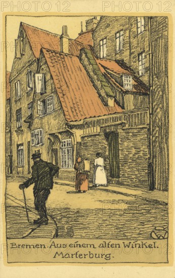 Historical postcard around 1900, Bremen, Germany, reproduction of a postcard, historical