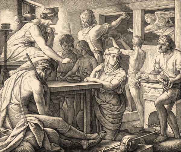 The Passover and Death of the Firstborn, Old Testament, by Julius Schnorr von Carolsfeld, 1860