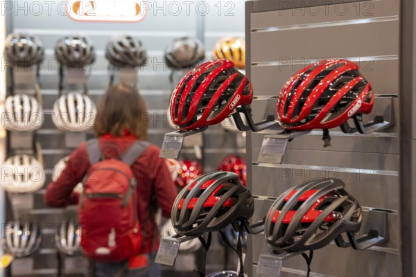 Fahrrad Essen, public fair in the halls of Messe Essen, retailers and manufacturers show everything about bicycles, e-bikes, accessories, bus bicycle helmets, North Rhine-Westphalia, Germany