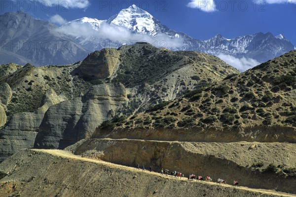 Nepal. Landlocked country in the Himalayas, Mustang, Mountains, The road to Mustang