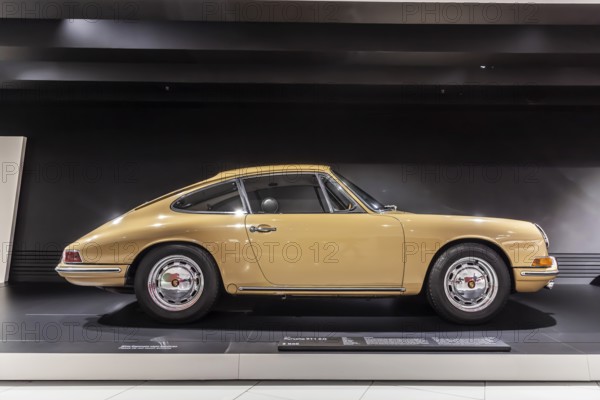 Porsche Museum Stuttgart-Zuffenhausen. Porsche 911 2.0 from 1967. The automotive museum of Dr. Ing. h.c. F. Porsche AG shows racing cars and iconic cars from automotive history. interior view. Stuttgart, Baden-Württemberg, Germany