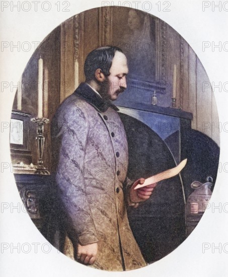 His Royal Highness Albert, Prince Consort in 1861. 1819-1861. engraving by Emery Walker after the painting by Smith after Corbould, Historic, digitally restored reproduction from a 19th century original, Record date not stated
