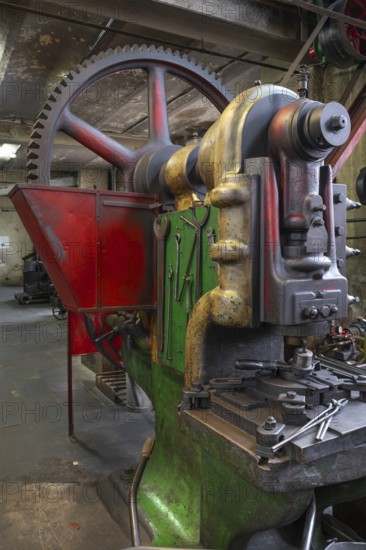 Machine in a drop forge, formerly Dietz & Pfriem valve factory, today Industrial Museum Lauf, Sicharchard Str., Lauf an der Pegnitz, Middle Franconia, Bavaria, Germany