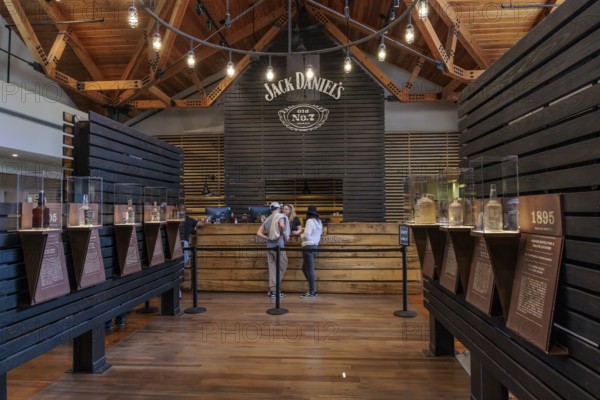 Visitors signing up for a guided tour of the Jack Daniel Distillery in Lynchburg, Tennessee