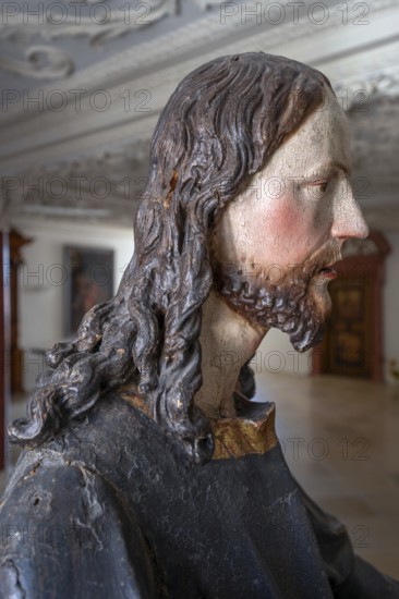 Palmesel wooden figure around 1880, Christ detail, Dominican convent Wettenhausen, Swabia, Bavaria, Germany