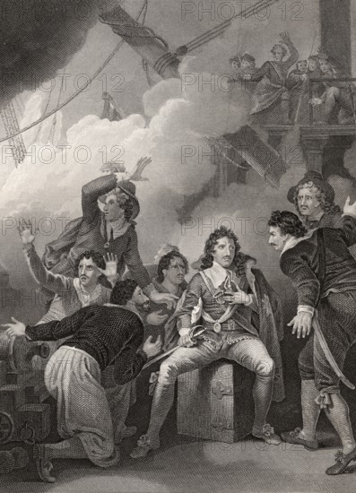 Edward Montagu, 1st Earl of Sandwich at the Battle of Solebay on 28 May 1672