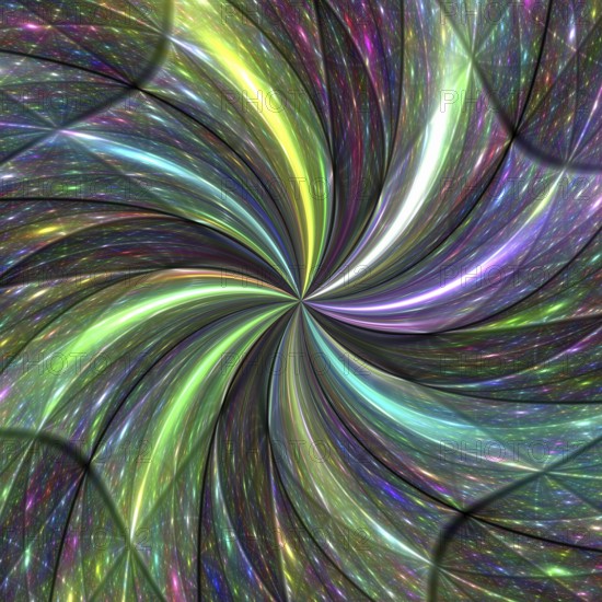 A vivid abstract image featuring a dynamic galaxy swirl with a spectrum of radiant colors, ideal for use in creative projects and futuristic designs