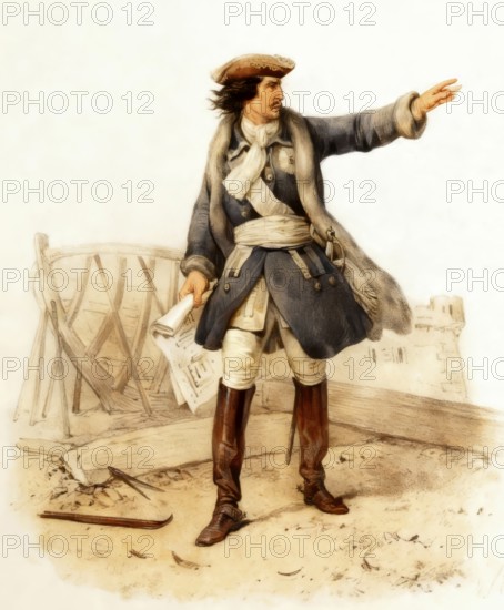 Portrait of Peter the Great, Peter I or Pyotr Alexeyevich Romanov, 1672-1725, Emperor of the Russian Empire, digitally optimized