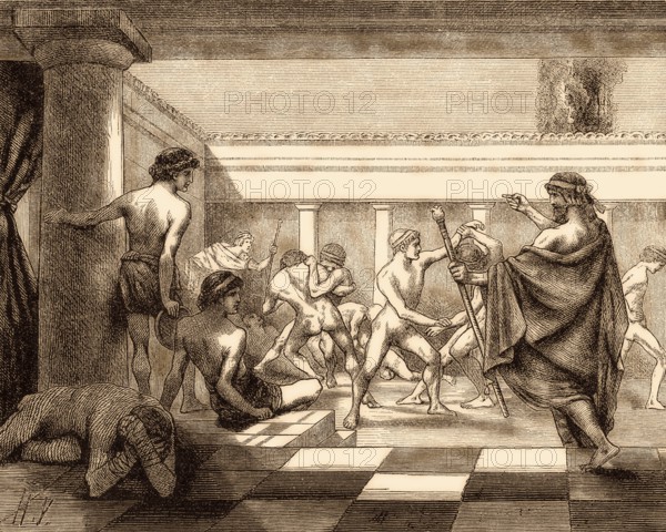 Young Spartans Exercising at the Dromos of Sparta, ancient Greece